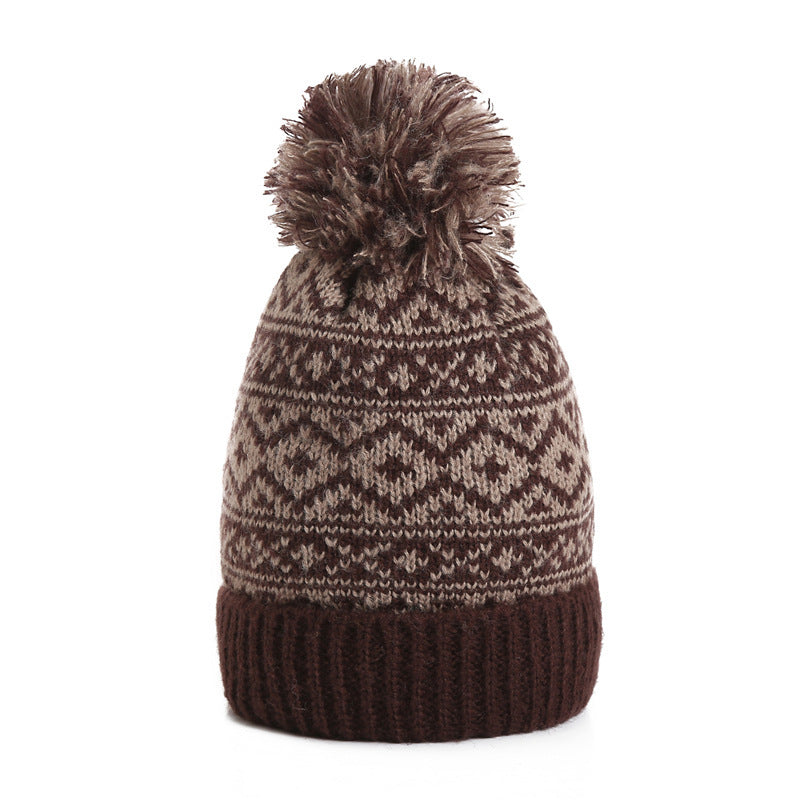 Winter Versatile Diamond Plaid Two-Color Contrast Hat