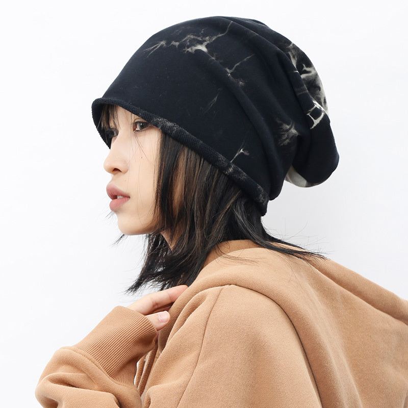 Herbst und Winter Batik-Mützen aus schwarzem Flor für Männer und Frauen