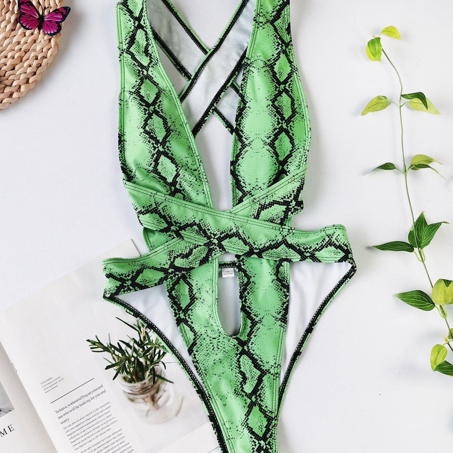 Einteiliger Bandage-Badeanzug, sexy Bikini