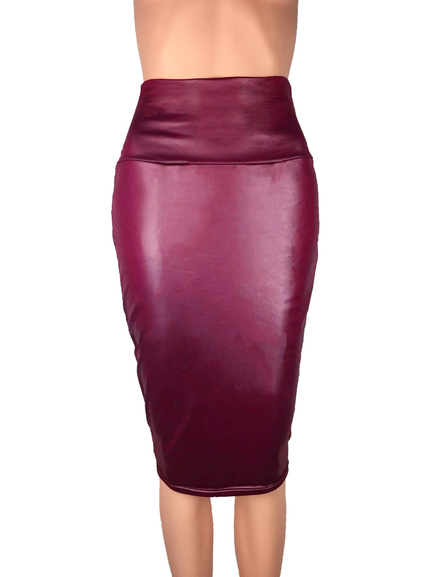 Newly Women High Waist Faux Leather Pencil Skirt Bodycon Skirt Solid  OL Office Skirts