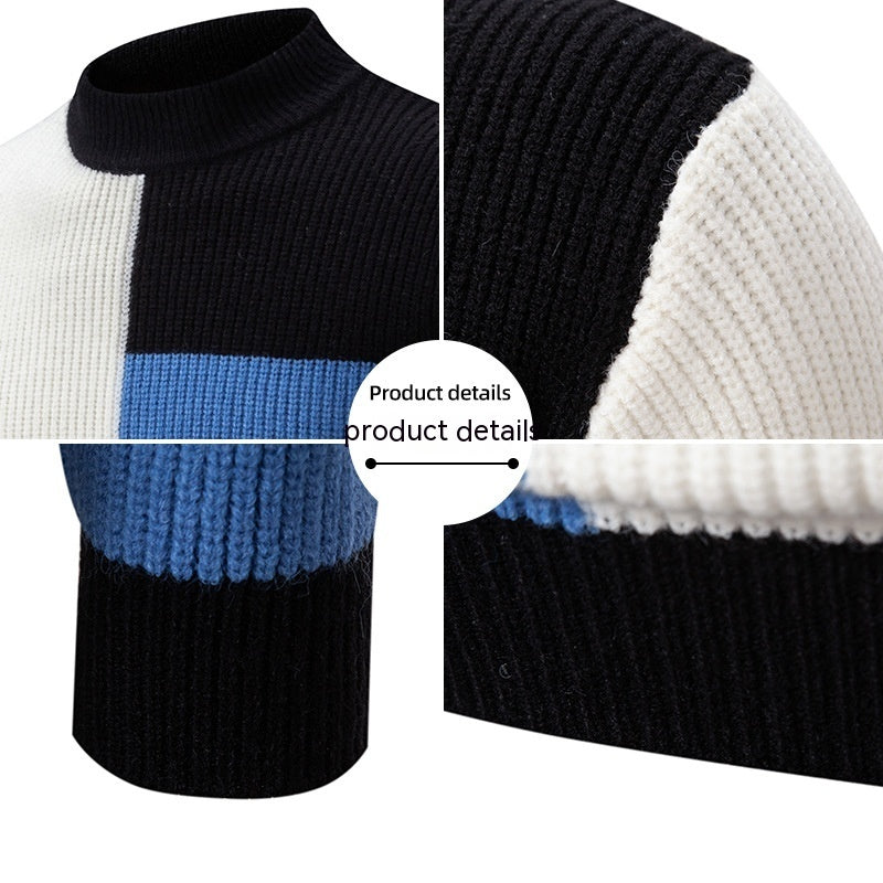 Herren Strickpullover Farbstiche Stehkragen