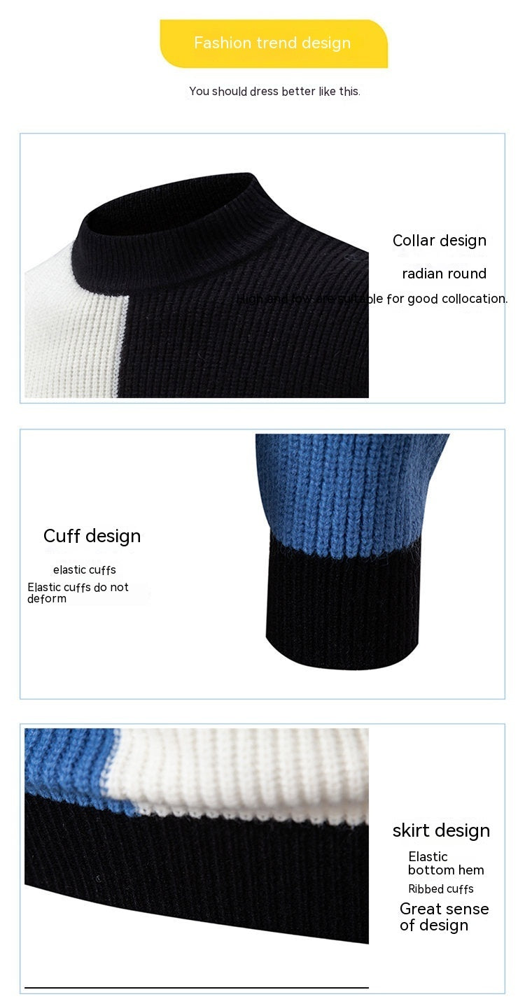 Herren Strickpullover Farbstiche Stehkragen