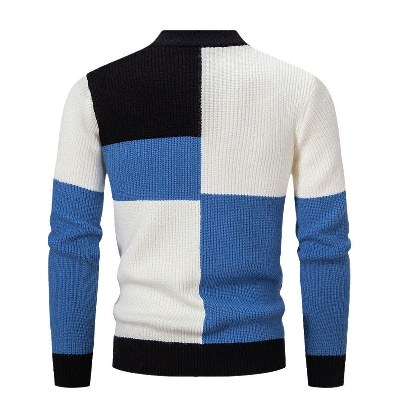 Herren Strickpullover Farbstiche Stehkragen