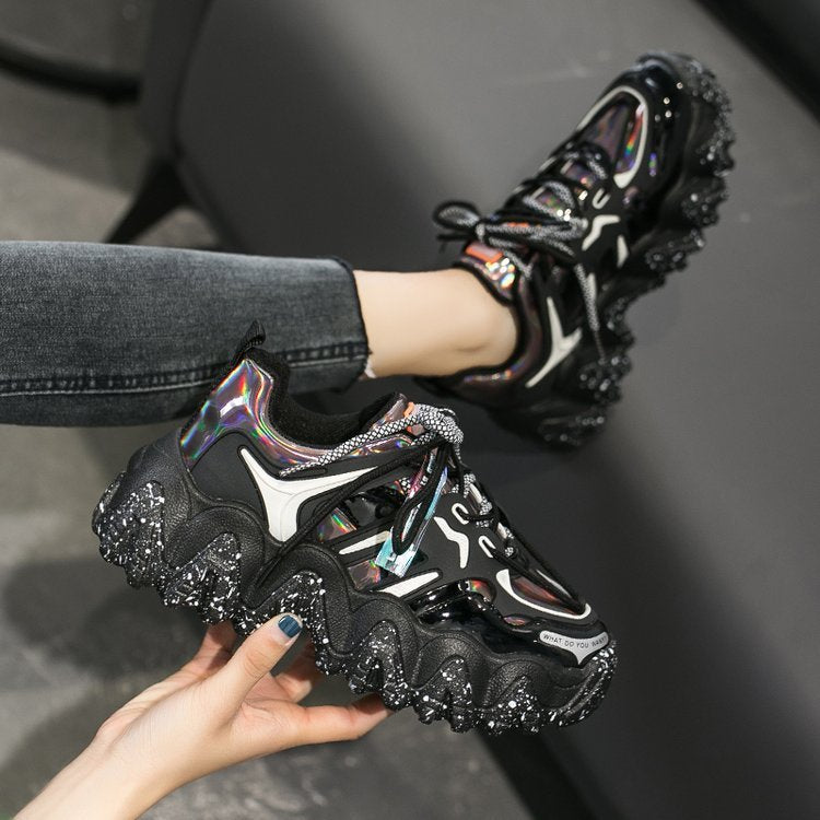 Lackleder Alte Schuhe Frauen Ins Tide Lace Casual Schuhe
