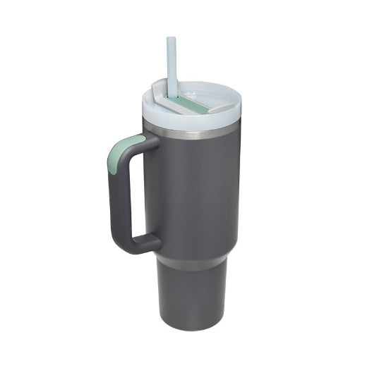 Personalisierter DIY-Stroh-Kaffee-Isolierbecher mit Griff Tragbare Auto-Edelstahl-Wasserflasche Große Kapazität Reise BPA-freier Thermobecher