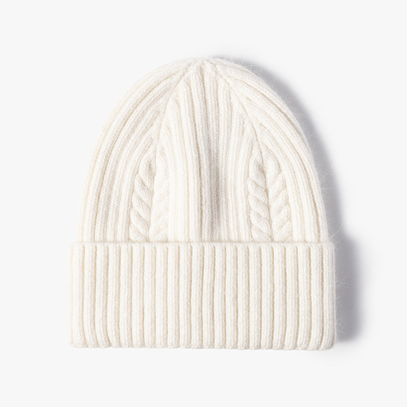 Women's Solid Color Warm Hemp Pattern Knitted Wool Hat