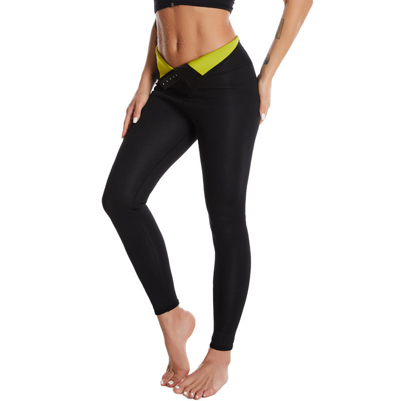Neopren High-waisted Hose Nine Points Violent Trainingsanzug Dreireihig