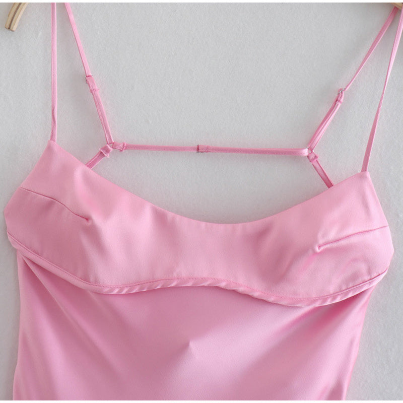 Damen Camis Satin Lange Kleider Elegant Ärmellos Unterkleid Urlaub Partykleider Sexy Lässig Rückenfrei Sommerkleider