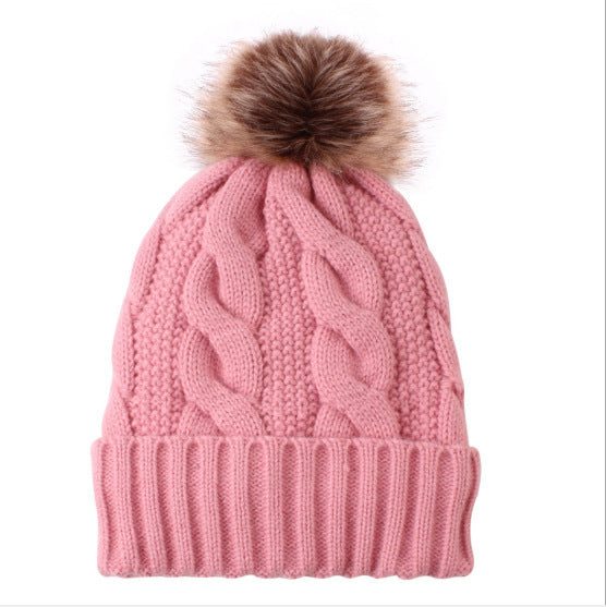 Women's Solid Color Warm Hemp Pattern Knitted Wool Hat