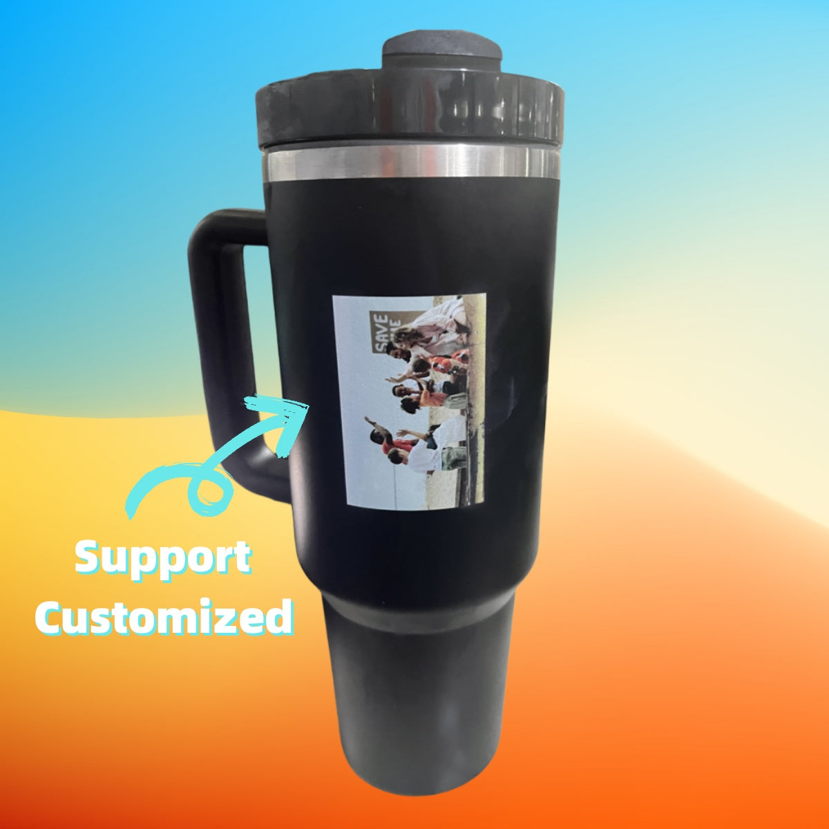 Personalisierter DIY-Stroh-Kaffee-Isolierbecher mit Griff Tragbare Auto-Edelstahl-Wasserflasche Große Kapazität Reise BPA-freier Thermobecher