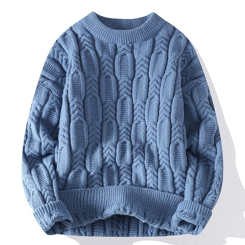 Herren Langarm Rundhals Pullover Dicker Nadelpullover