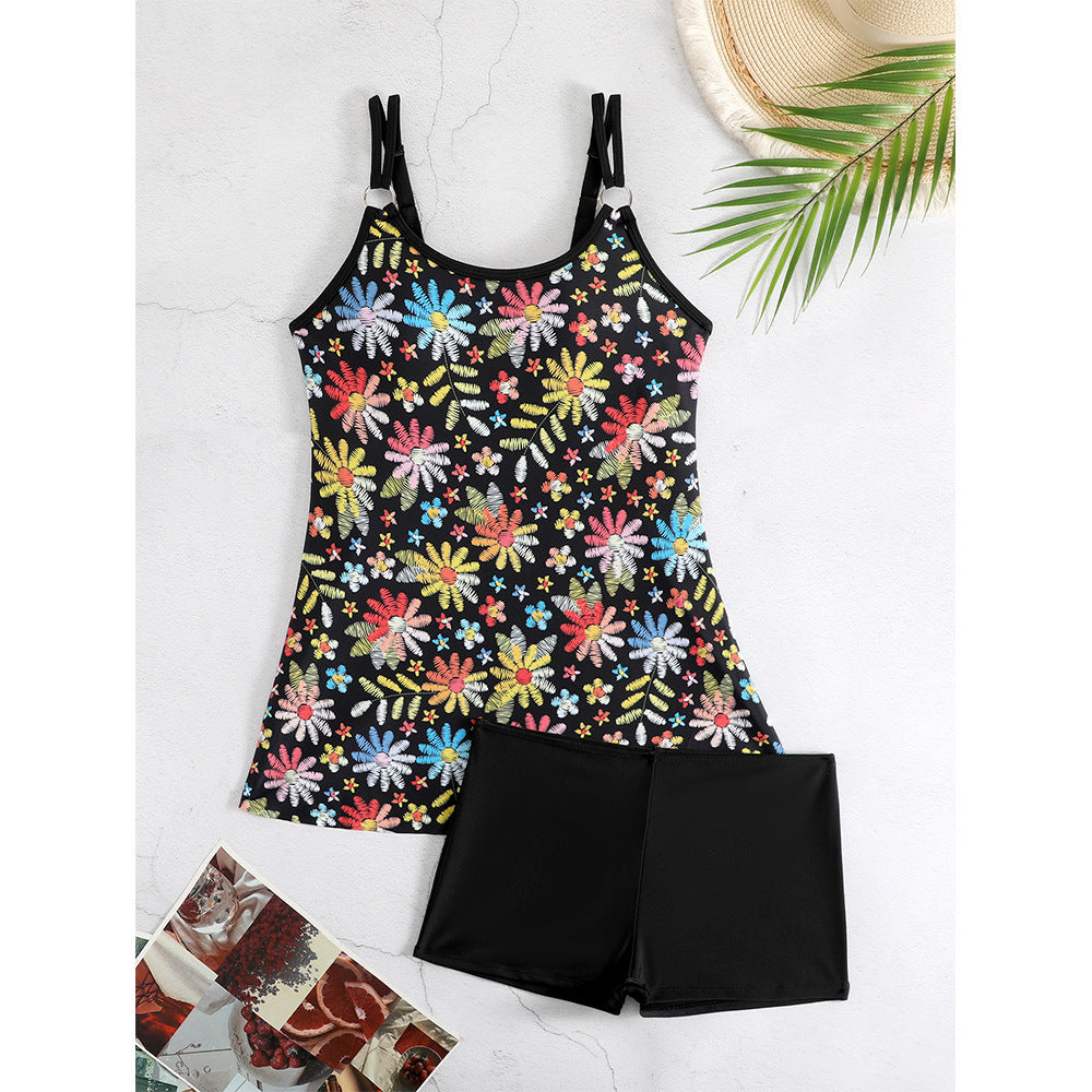 Bedruckter Split-Bikini mit Boxershorts für Damen