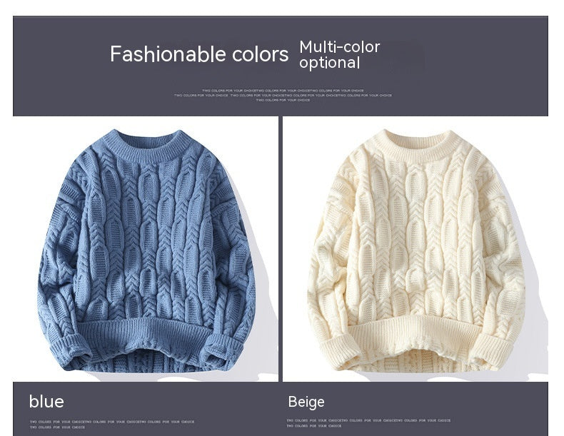 Herren Langarm Rundhals Pullover Dicker Nadelpullover