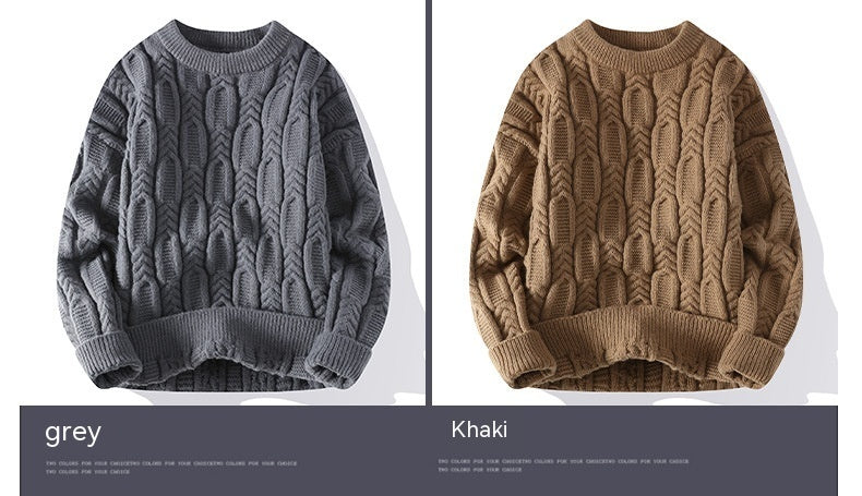 Herren Langarm Rundhals Pullover Dicker Nadelpullover