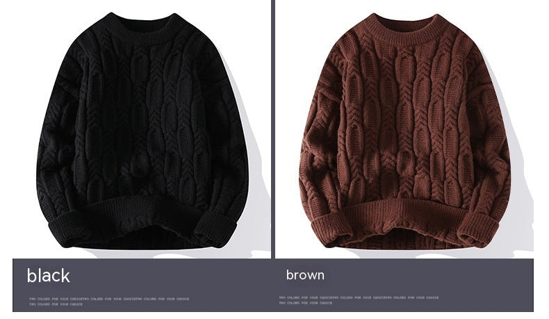 Herren Langarm Rundhals Pullover Dicker Nadelpullover