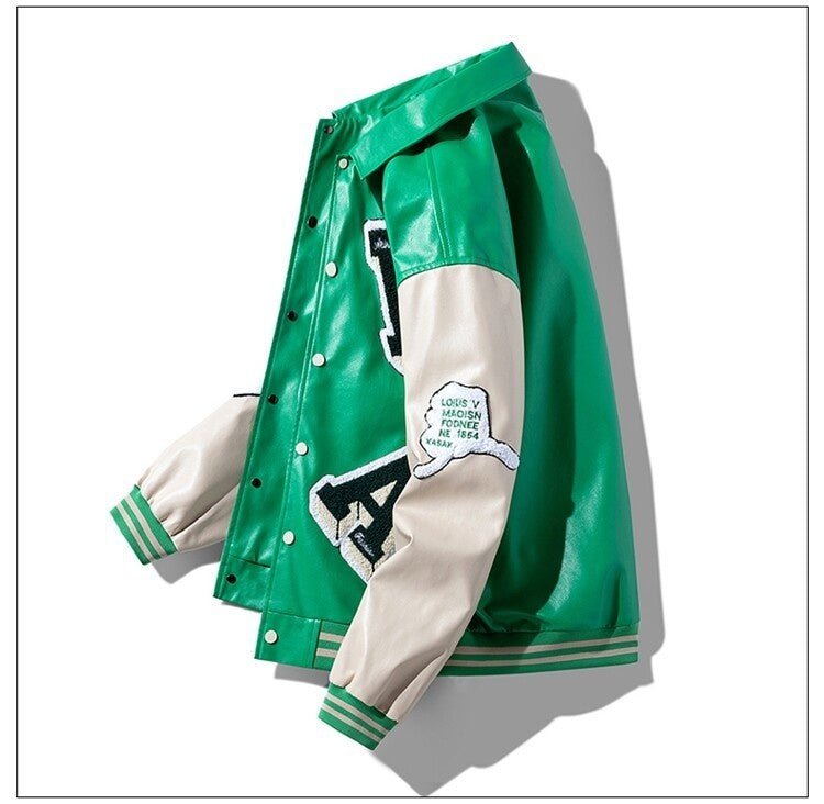 Herrenjacke aus PU-Leder mit Revers