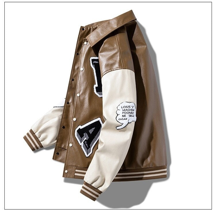 Herrenjacke aus PU-Leder mit Revers