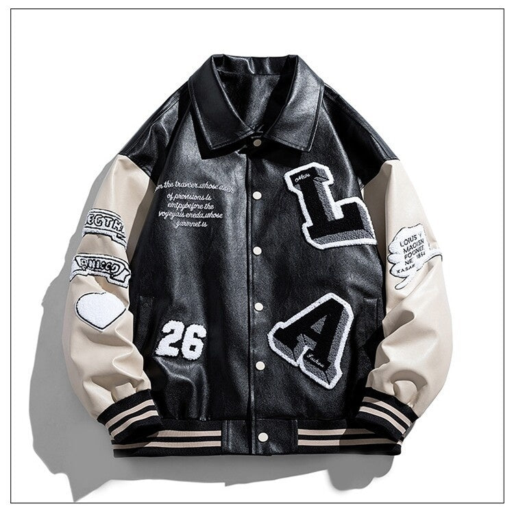 Herrenjacke aus PU-Leder mit Revers