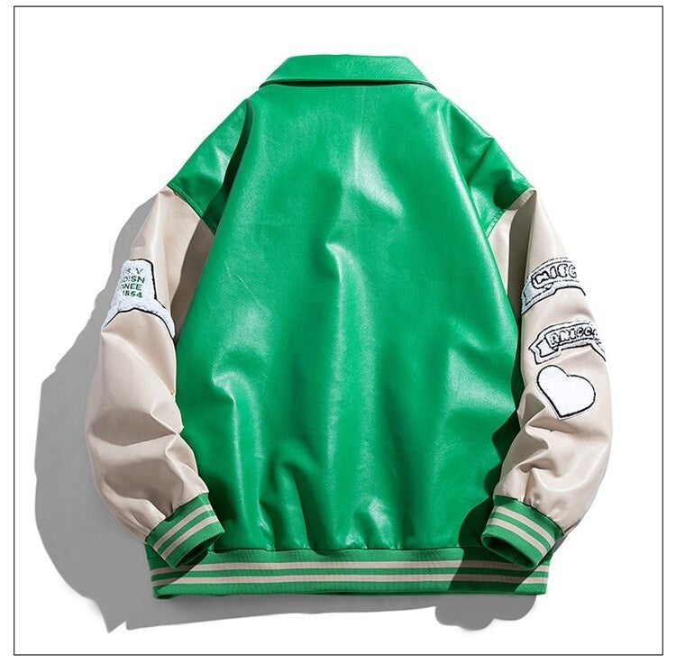 Herrenjacke aus PU-Leder mit Revers