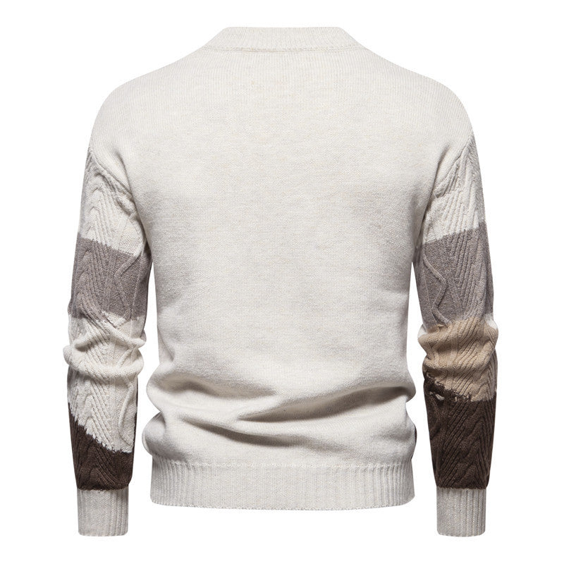 Strickwaren Herren American Retro Europäische Größe Farblich abgestimmter Freizeitmantel Herbst und Winter Neuer Rundhalspullover