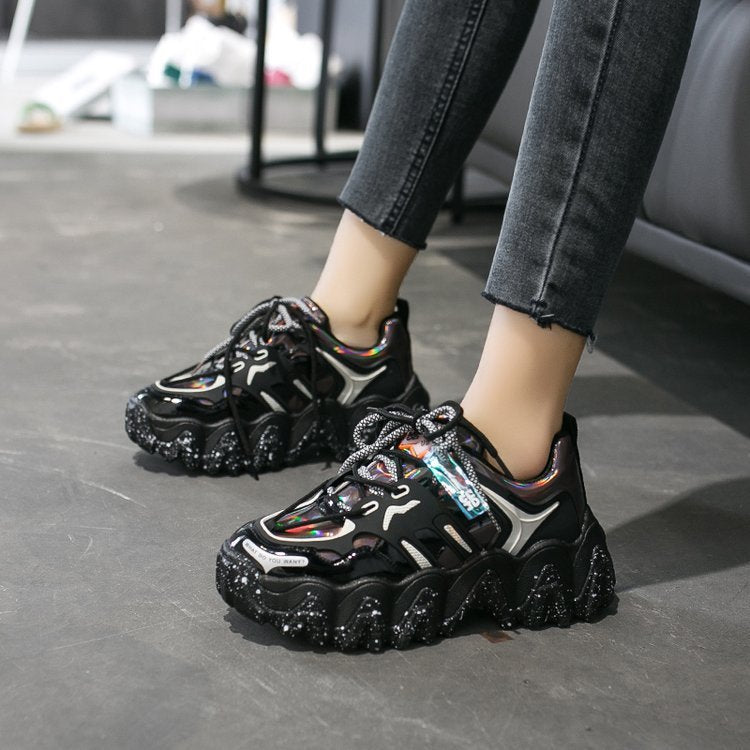 Lackleder Alte Schuhe Frauen Ins Tide Lace Casual Schuhe