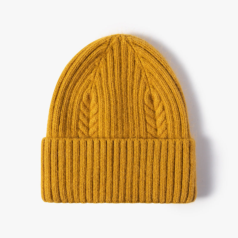 Women's Solid Color Warm Hemp Pattern Knitted Wool Hat