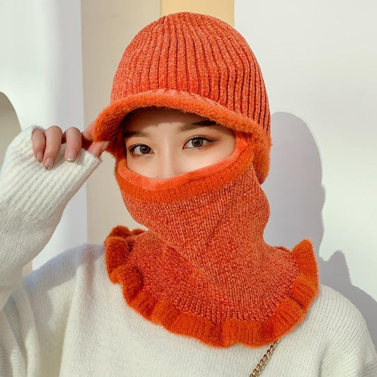 Velvet chenille warm knitted hat