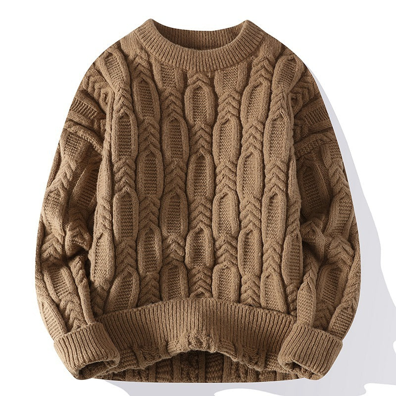 Herren Langarm Rundhals Pullover Dicker Nadelpullover