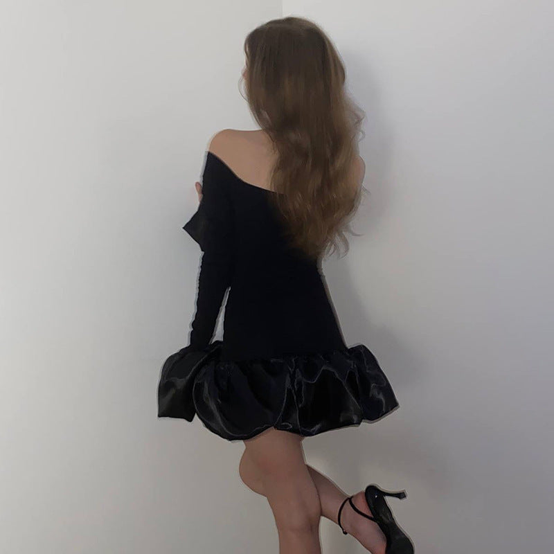 Slim-Fit Off-Shoulder A-Linien Kleid Damen