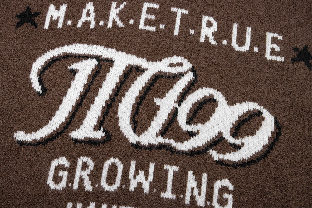 Pulloverweste mit Buchstabenmuster für Herren, lässige Oberbekleidung, V-Ausschnitt, ärmellos, Strickmode