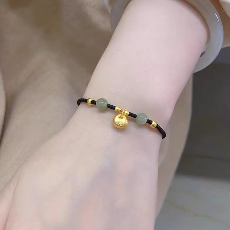 Women's Jin Tuo Tuo Lucky Beads Red Braided Bracelet For Your Benming Year
