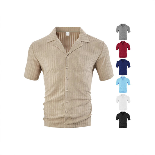 Loose Casual Breathable Lapel Men's Short Sleeve