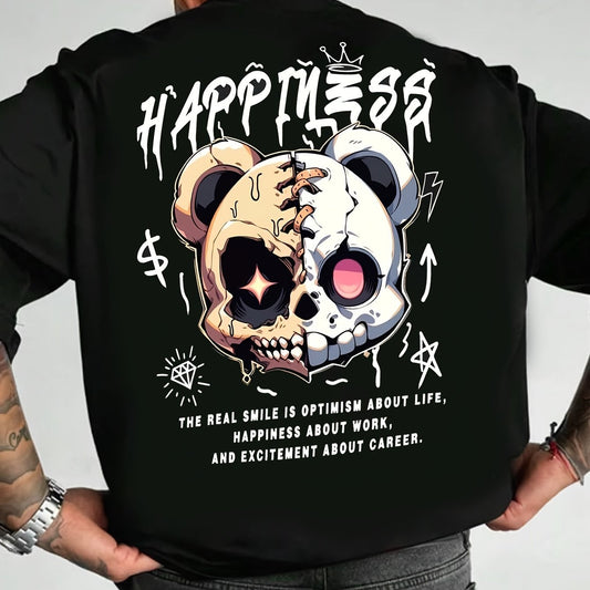 T-Shirt mit Rundhalsausschnitt und Bären-Print aus Polyester im lässigen Sommer-Strickstoff