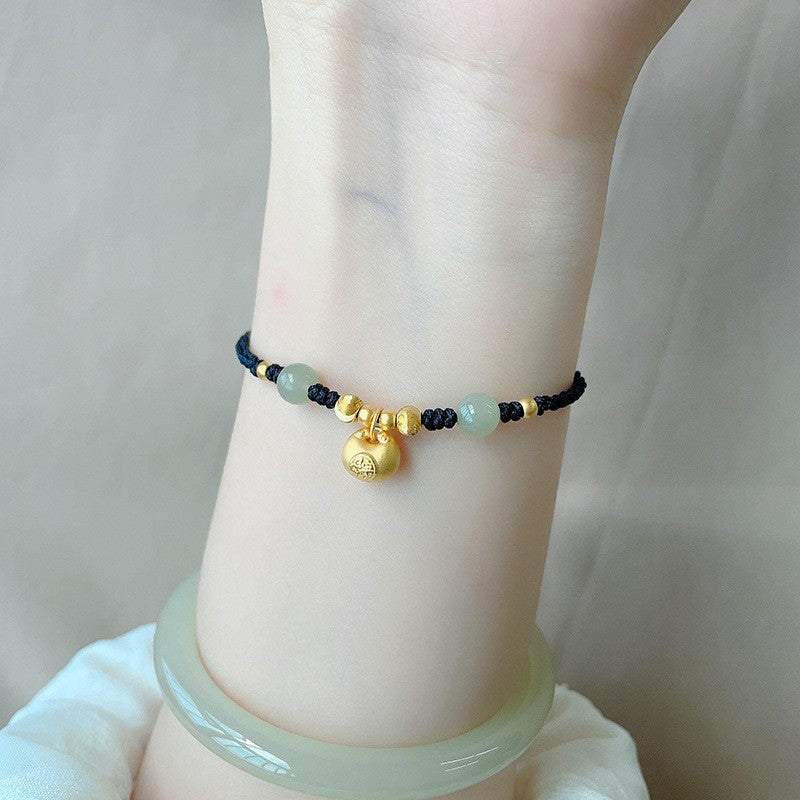 Women's Jin Tuo Tuo Lucky Beads Red Braided Bracelet For Your Benming Year