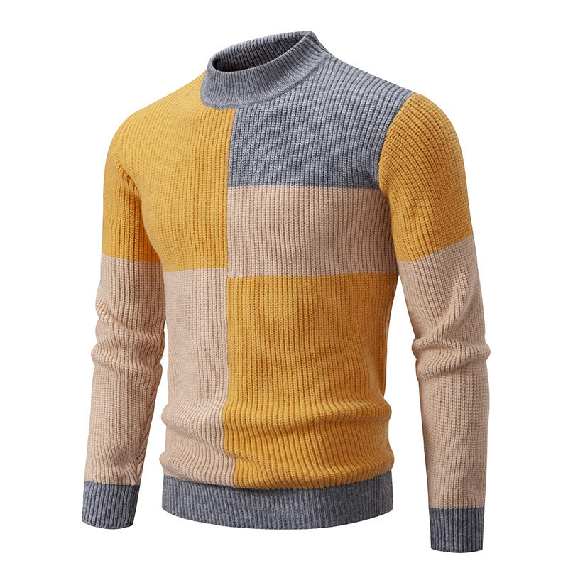 Herren Strickpullover Farbstiche Stehkragen