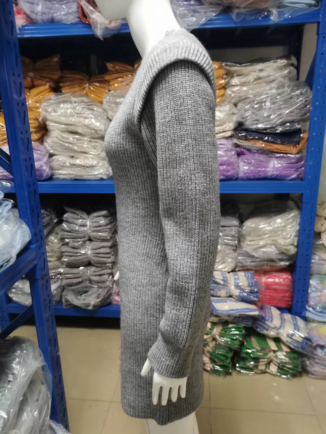 Solid Color Round Neck Long Sleeve Sexy Dress Sweater