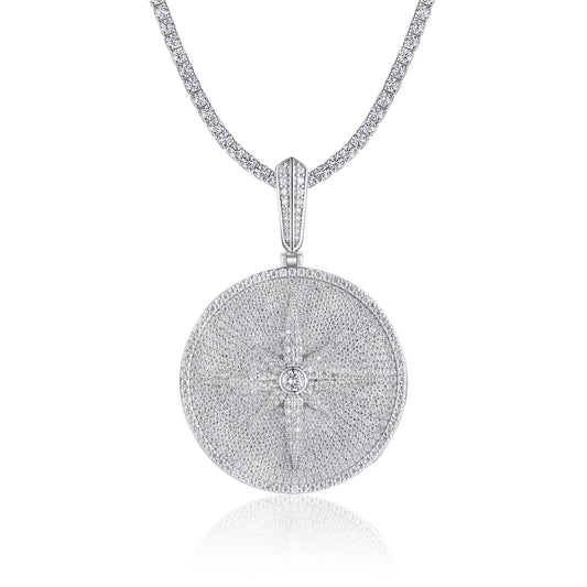 Round And Dazzling - A Fashionable And Trendy Necklace Pendant Set With Top-quality Moissanite S925 Silver And Platinum-plated. It Can Be Tested With A Diamond Pen