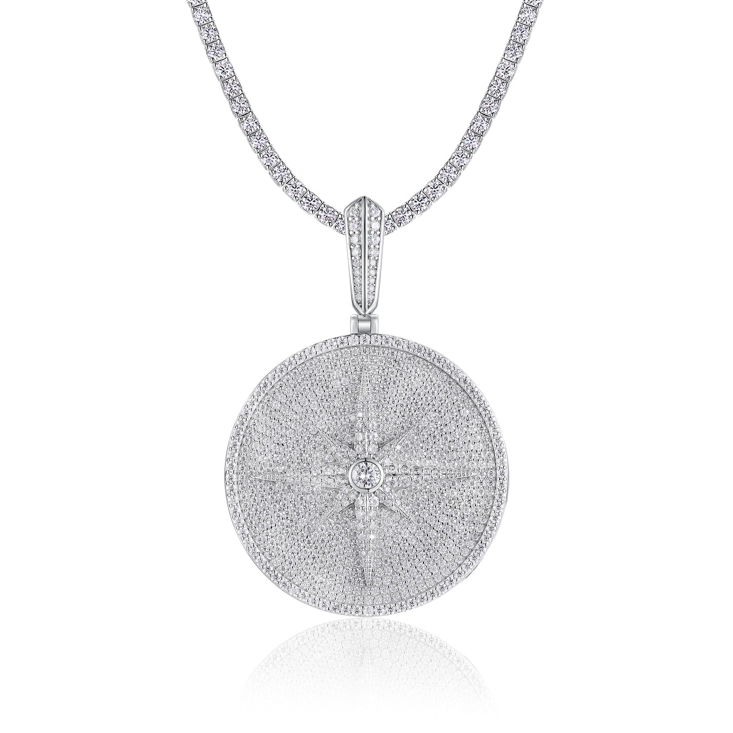 Round And Dazzling - A Fashionable And Trendy Necklace Pendant Set With Top-quality Moissanite S925 Silver And Platinum-plated. It Can Be Tested With A Diamond Pen