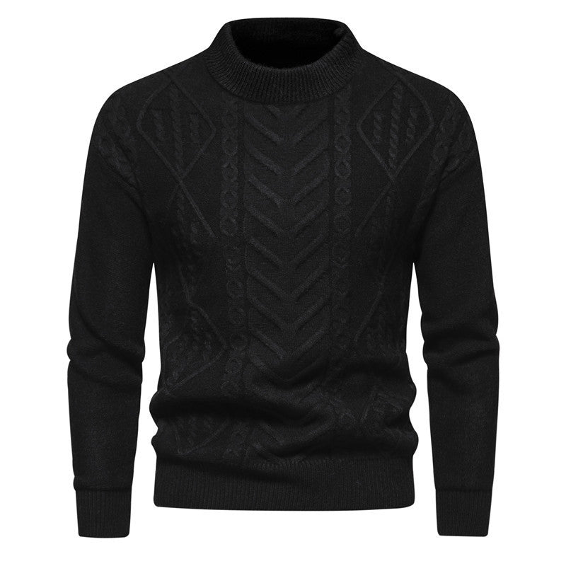 Amerikanischer Retro-Strickpullover mit einfarbigem europäischem Jacquardmuster und Rundhalsausschnitt für Herren