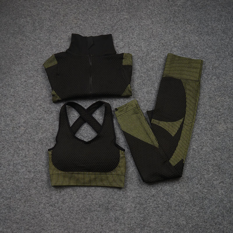 Dreiteiliger Stretch-Fitnessanzug für Sport und Yoga