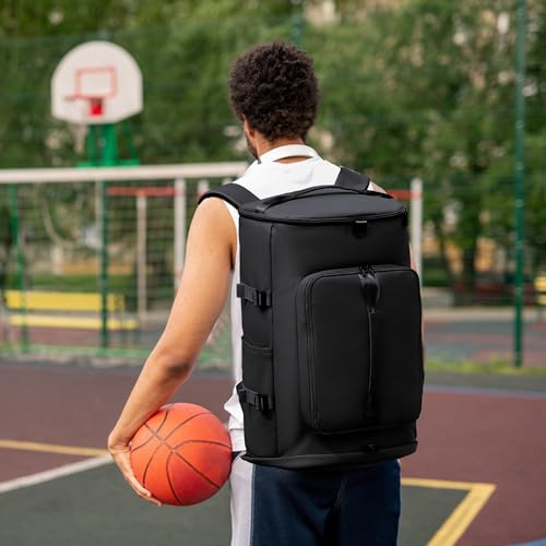 Sporttasche für Damen und Herren, Sporttasche, Reiserucksack, Weekender, Reisetasche mit Schuhfach und Nassfach, Schwarz – MIYCOO
