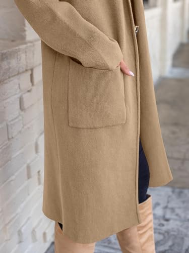 ANRABESS Damen Strickjacke Langer Pullover Übergroßer offener Strickmantel vorne 2024 Trendy Lady Herbst Coatigan Oberbekleidung 934shenxing-M Helles Kamel