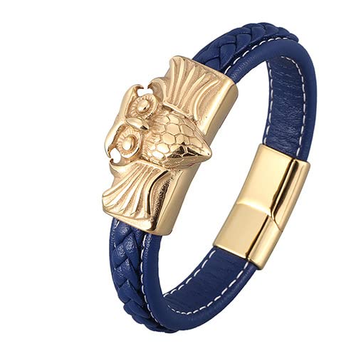 Herren-Lederarmband, Armband Männer Kette Gold Mann Armband Eule Lederarmband Herren Schmuck Romantische Geschenke für Männer