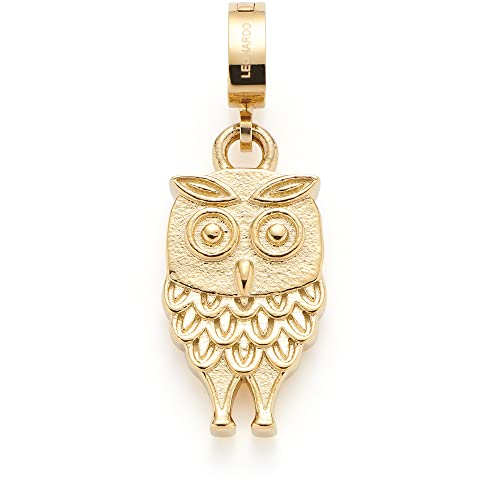 Leonardo Jewels Clip&amp;Mix Lilo Anhänger, Ketten-Anhänger aus Edelstahl, 2,5 cm, kleiner Eulen Armband-Charm, Gold, Damen Schmuck, 022886