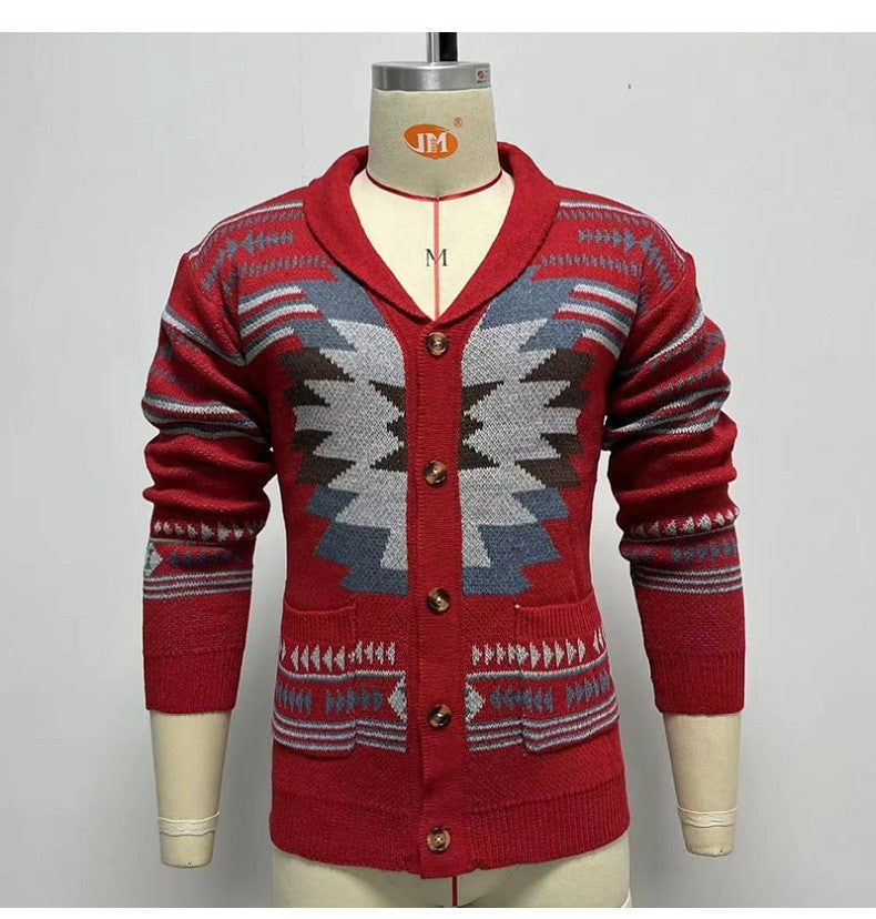 Herren Herbst und Winter Vintage Jacquard Pullover