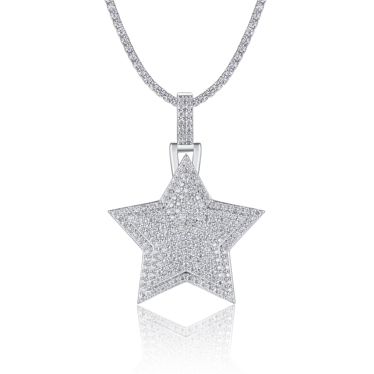 King's Star - A Fashionable And Trendy Necklace Pendant Set With Top-quality Moissanite S925, Silver And Platinum-plated, Can Be Tested With A Diamond Pen