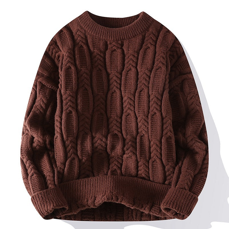 Herren Langarm Rundhals Pullover Dicker Nadelpullover