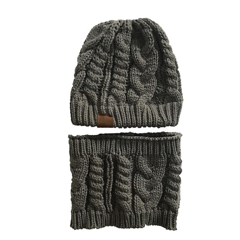 Herbst-Winter-Damenmütze, Strickmütze, warmer Ringschal, winddicht, Sturmhaube, multifunktional, CC-Pferdeschwanz-Mütze, Schal-Set für Damen 