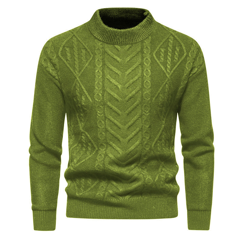 Amerikanischer Retro-Strickpullover mit einfarbigem europäischem Jacquardmuster und Rundhalsausschnitt für Herren