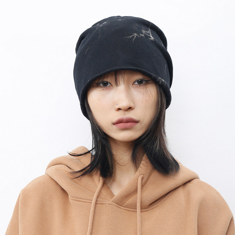 Herbst und Winter Batik-Mützen aus schwarzem Flor für Männer und Frauen